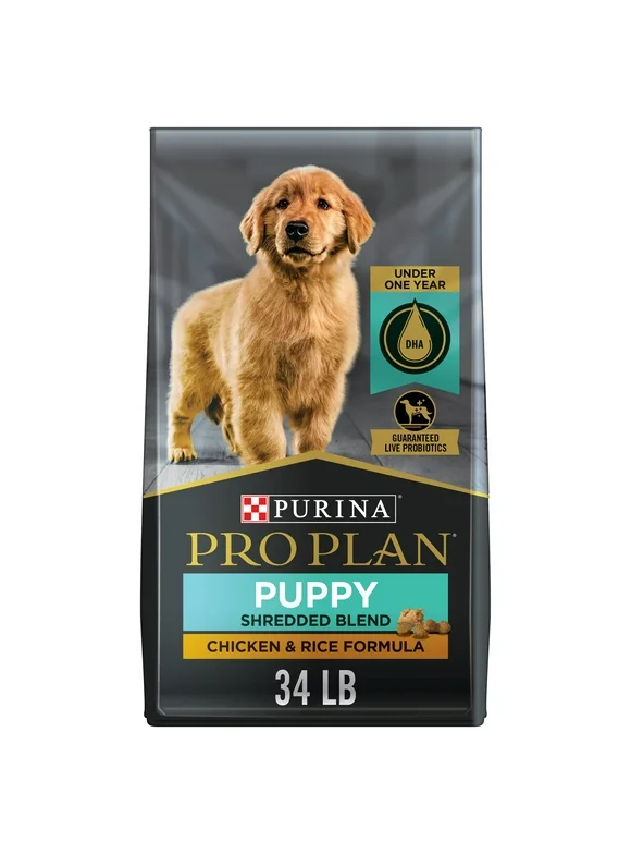 Purina Pro Plan Puppy Dry Dog Food for Under 1 Year, Real Chicken & Rice, 34 lb Bag