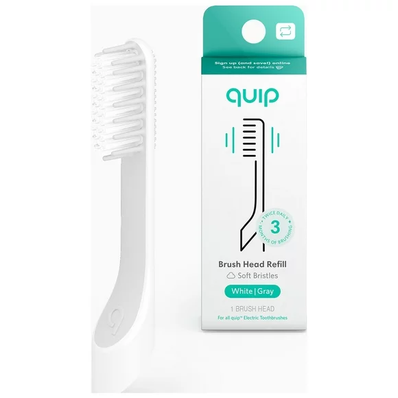 Quip Adult Electric Toothbrush Replacement Brush Head, Full Head, Soft Bristles, Gum Care, 1 Count