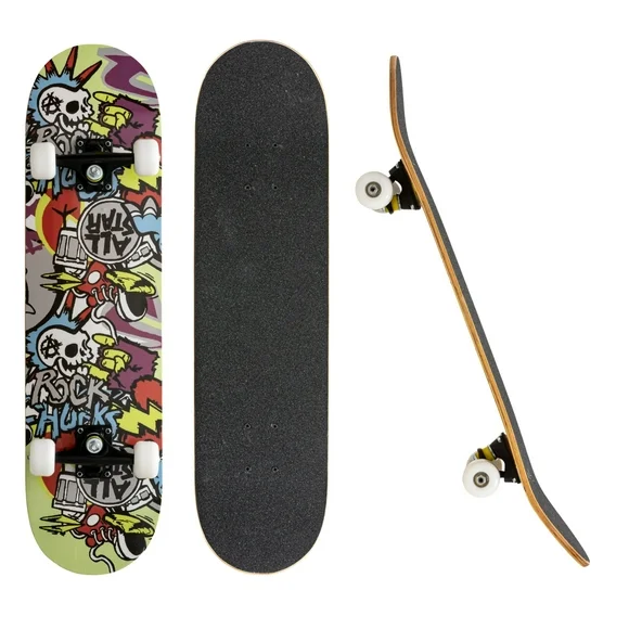 ROFFT Skateboard for Beginners 31 Inch Complete Skateboard for Kids Teens and Adults 8 Layers Maple Double Kick Deck Cruiser