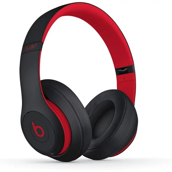 Restored Beats Studio3 Wireless Noise Cancelling Over-Ear Headphones - W1 Chip, Class 1 Bluetooth, 22 Hours of Listening Time, Built-In Microphone - (Defiant Black-Red)