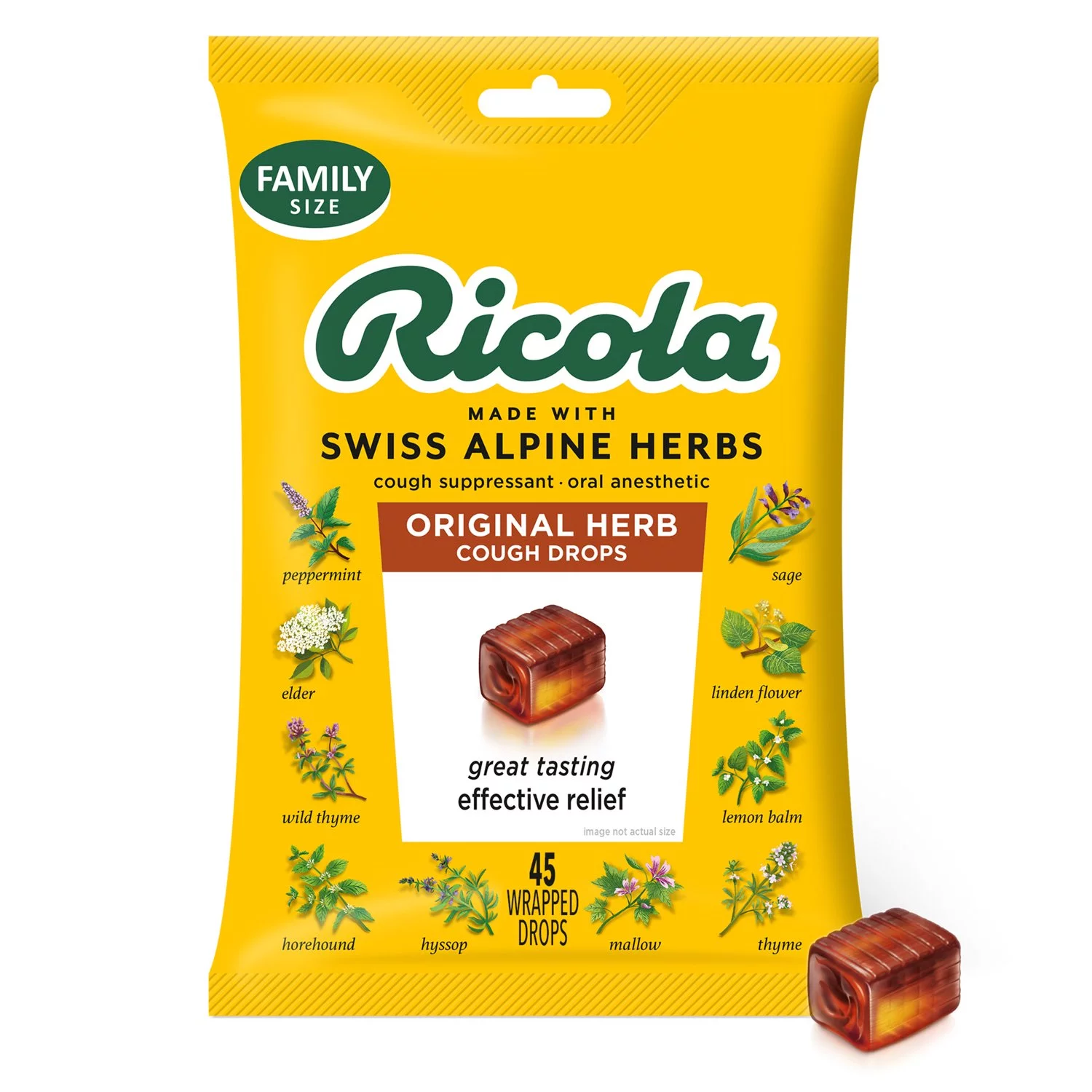 Ricola Original Herb Soothing Cough Drops , Throat Relief & Cough Suppressant, 45 Count