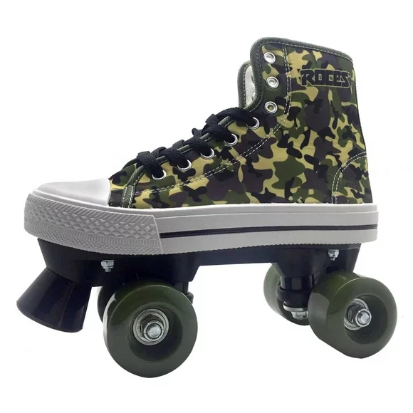 Roces Boys Casual Quad Roller Skates Camo Front Stopper Sneaker Style (13 jrm)