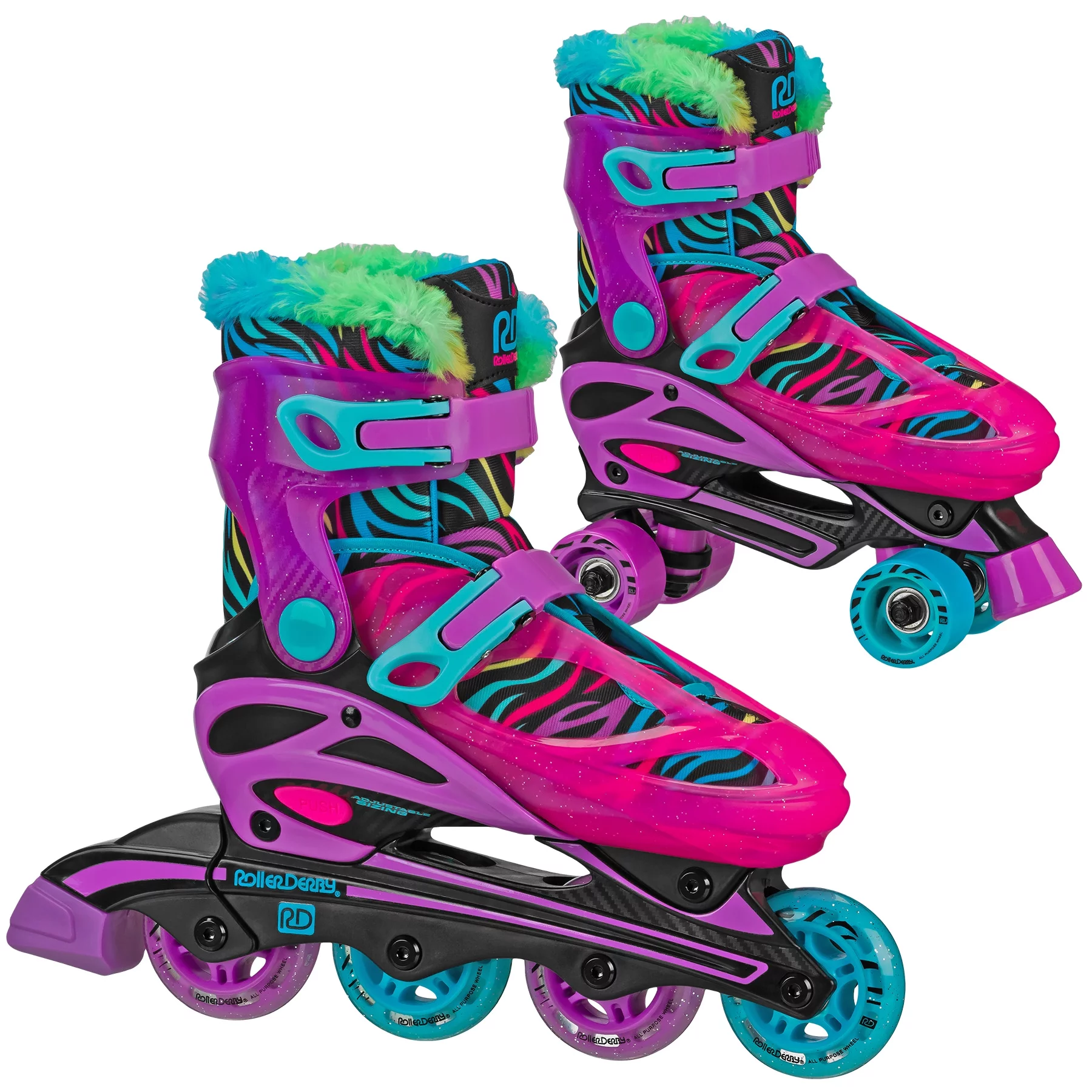 Roller Derby Girls Sprinter 2N1 Quad and Inline Skates Combo
