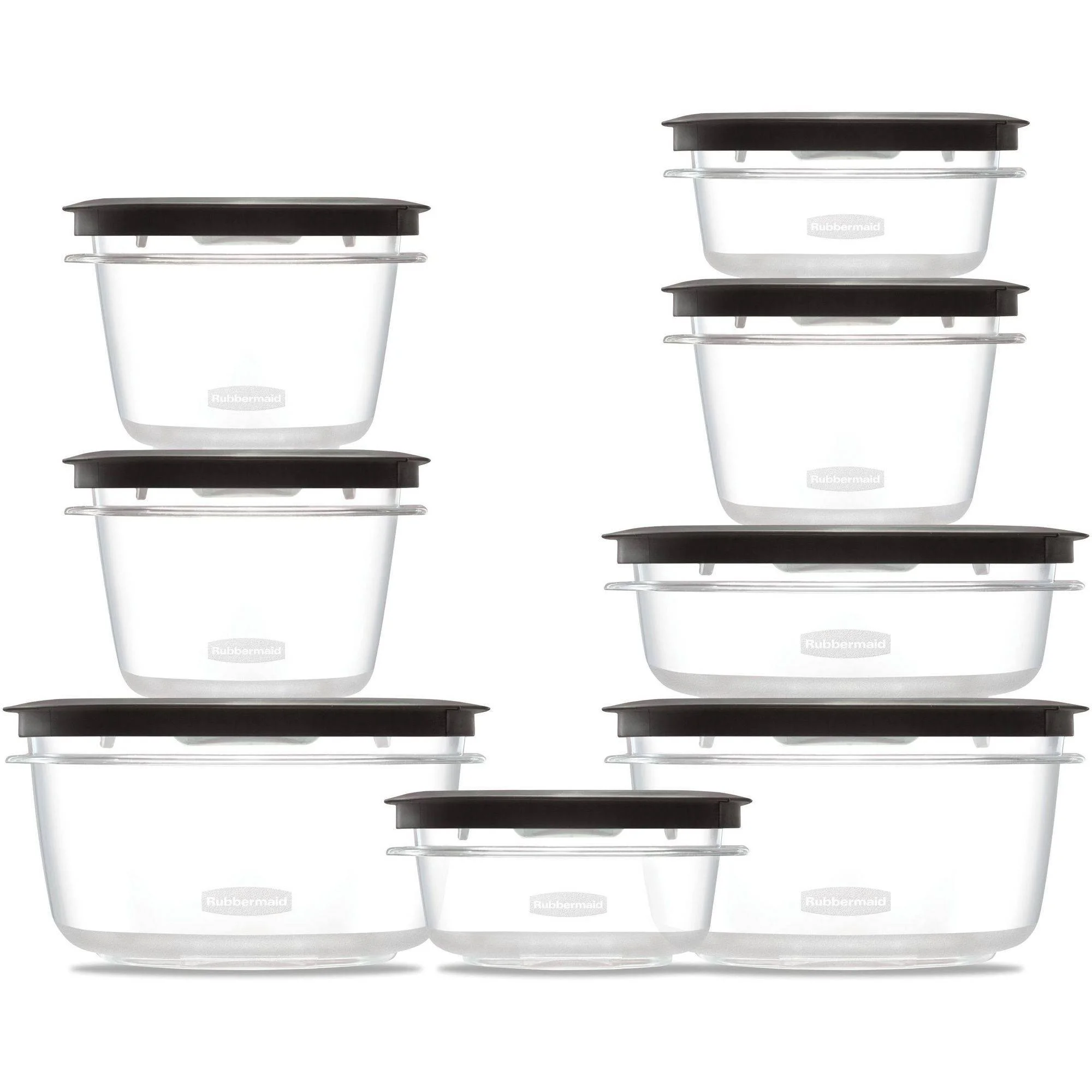 Rubbermaid Premier Easy Find Lids Meal Prep and Food Storage Containers, Set of 8 (16 Pieces Total), Grey |BPA-Free & Stain Resistant