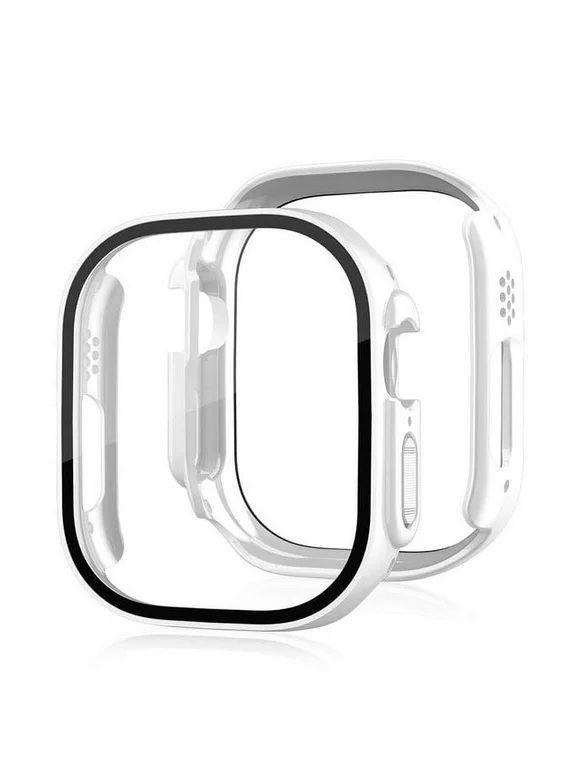 SPYCASE 2 Pack Hard Case Compatible for Apple Watch Ultra 49mm with 9H Tempered Glass Screen Protector, [Touch Sensitive] [Full Coverage] Slim Bumper Protective Cover for iWatch 49mm- Clear