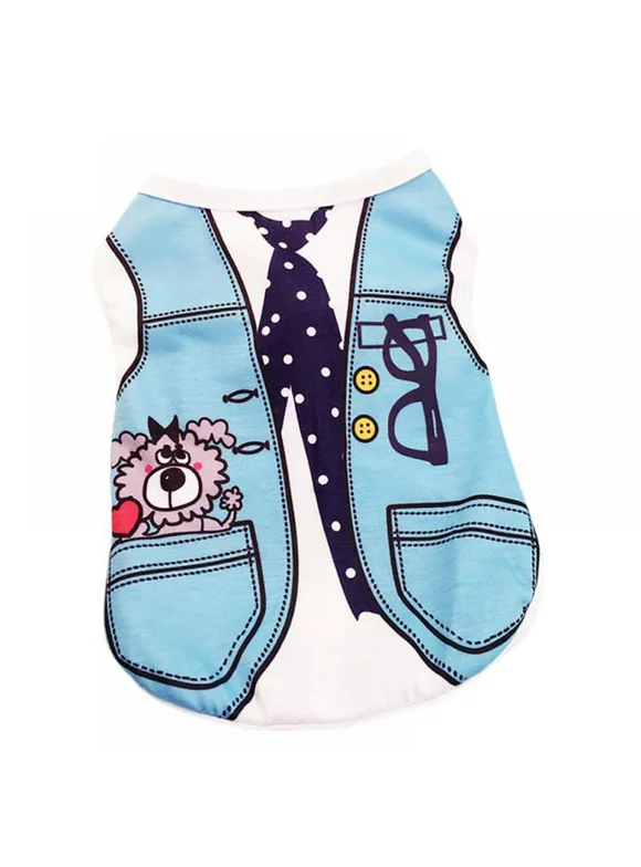 Savlot Puppy Vest Shirts Pet Dog Clothes Hoodies Coats Funny Costumes Summer Clothing for Small Big Dog, Blue S