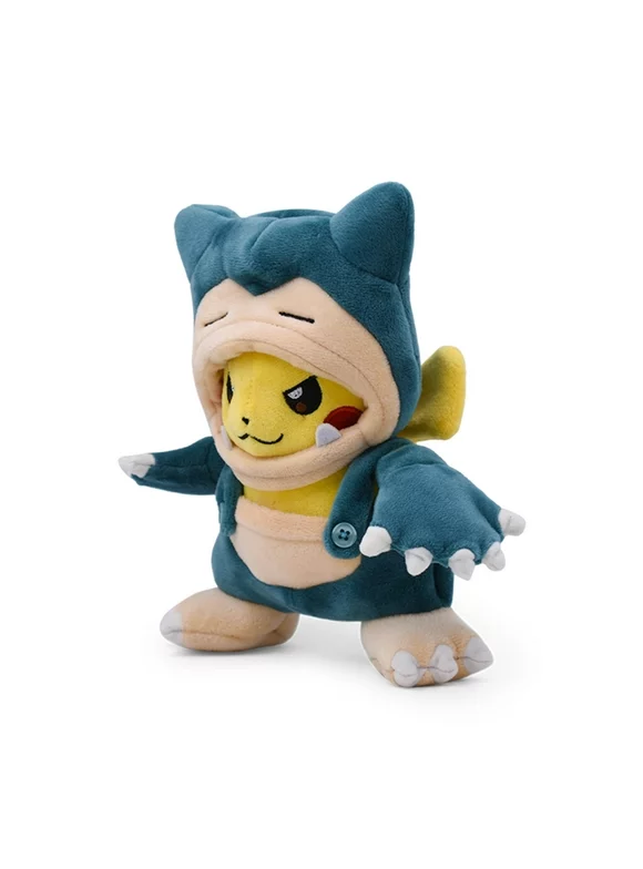 SeekFunning 8 Pokemon Plush Toy, Pikachu Cosplay Snorlax Stuffed Animal Pokemon Toy for Kids Gifts, Age 3+