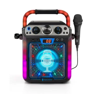Singing Machine Groove Cube Hype Bluetooth, Stand Alone Karaoke Machine, LED Lights, SML712BK, Black