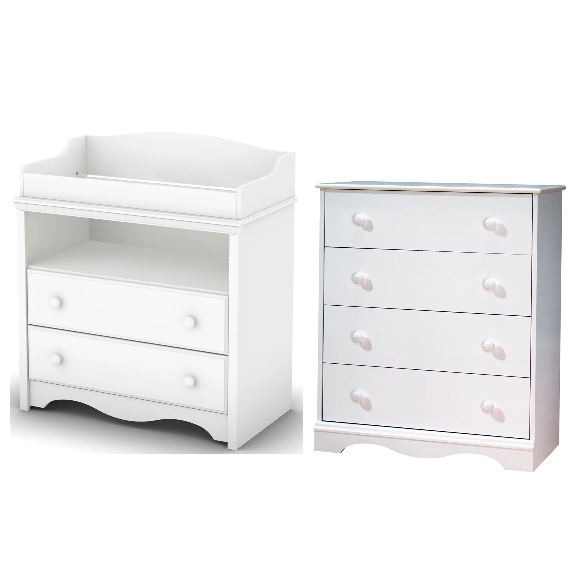 South Shore Angel Changing Table and 4-Drawer Chest Set, White