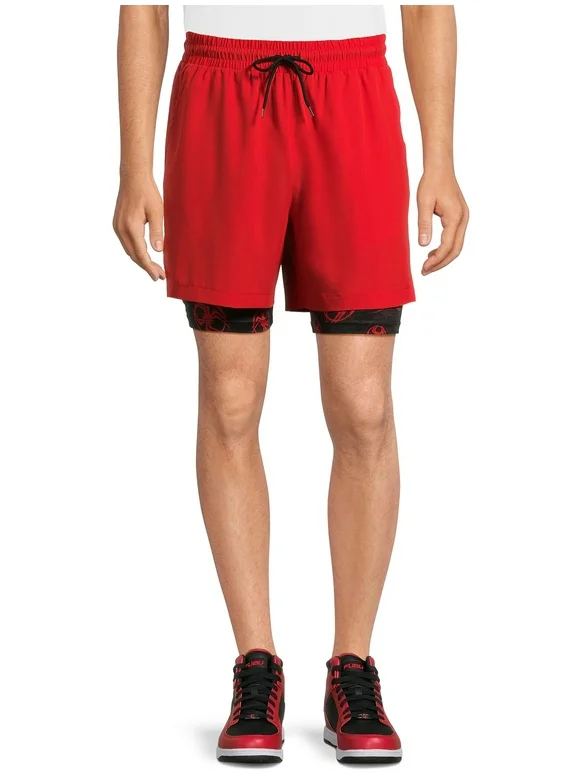 Spider-Man Men's Graphic Liner Shorts, 8" Inseam, Sizes S-3XL