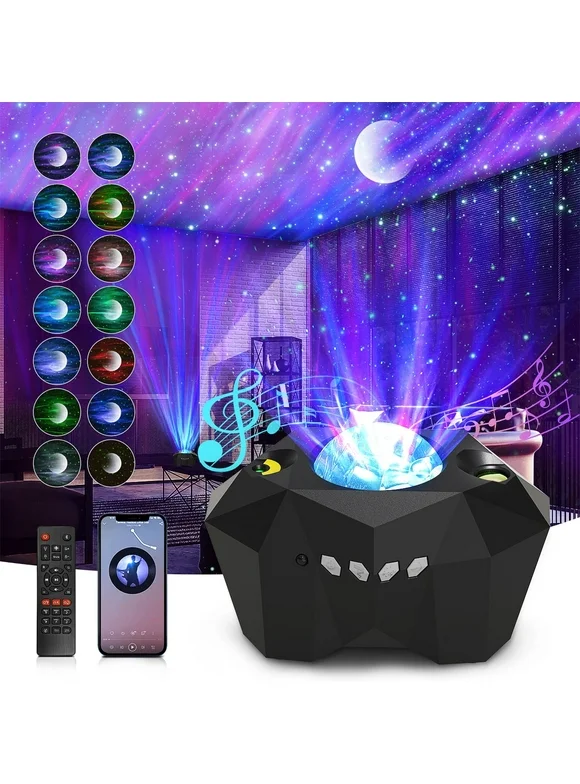Star Projector, 3 in 1 LED Galaxy Projector W/ Remote Contro, 55 Lighting Modes with Bt Music Speaker & Time Function, Night Light Moon Projector for Kids Baby Party Bedroom Home Decor