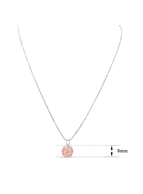 SuperJeweler 1 1/2 Carat Morganite Necklace In Sterling Silver, 8MM, 18 Inches For Women