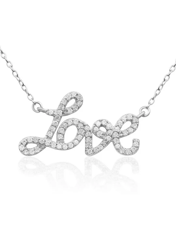 SuperJeweler 1/2 Carat Diamond Love Necklace in Sterling Silver, 18 Inches for Women