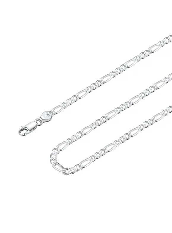 Suplight 925 Sterlings Silver 3mm/5mm Figaro Chain Necklace, Hip Hop Jewelry for Men Women