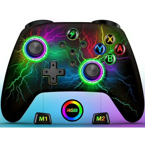 Switch Pro Controller for Nintendo Switch/OLED/Lite,BEBONCOOL Wireless Switch Remote for PC/IOS/Android with Lightning RGB Breathing LED