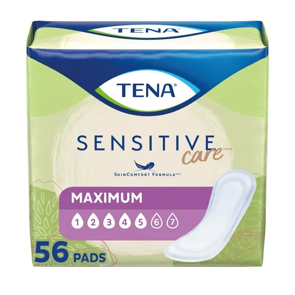 TENA Sensitive Care Maximum Absorbency Incontinence Pad for Women, 56 Ct