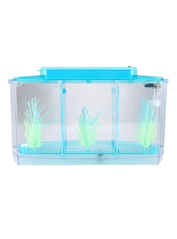 Tebru Fish Tank, Desktop Small Aquarium, For Betta With LED Light For Small Fishes With Water Change Valve
