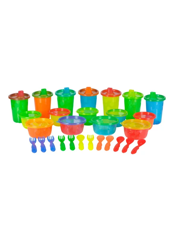 The First Years Take & Toss Bowl, Sippy Cup and Silverware Set Variety Pack, 28 Pieces
