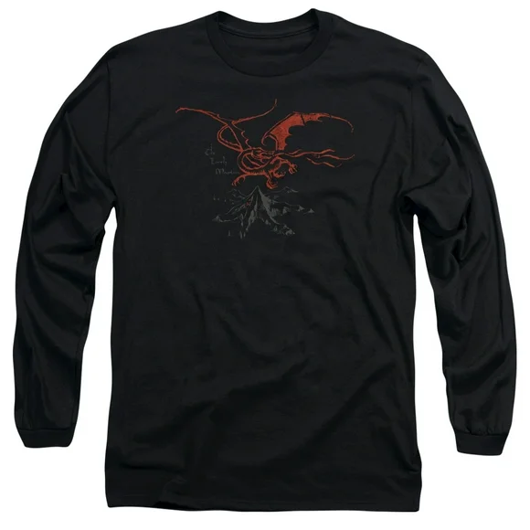 The Hobbit Smaug Long Sleeve Adult 18/1 T-Shirt Black