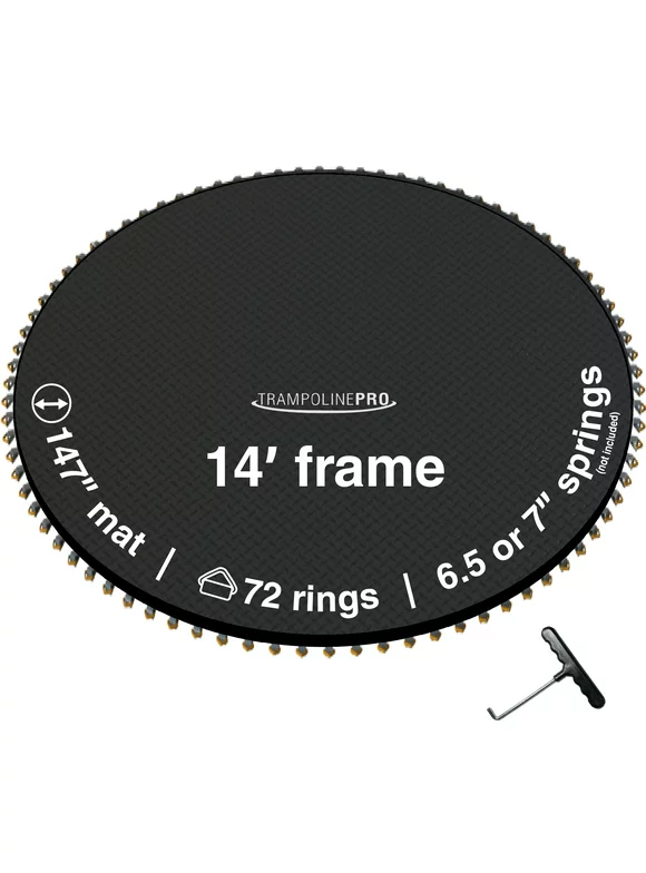 TrampolinePro Trampoline Jumping Mat 14' Round Frame Having 72 Rings, Works with 6.5" - 7" Springs Model # 521405