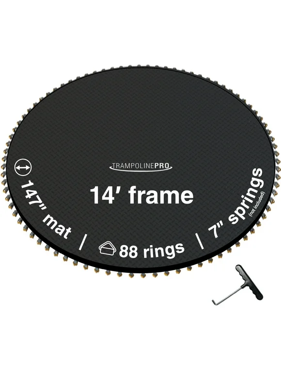 TrampolinePro Trampoline Jumping Mat 14' Round Frame Having 88 Rings, Works with 7" Springs Model # 521407