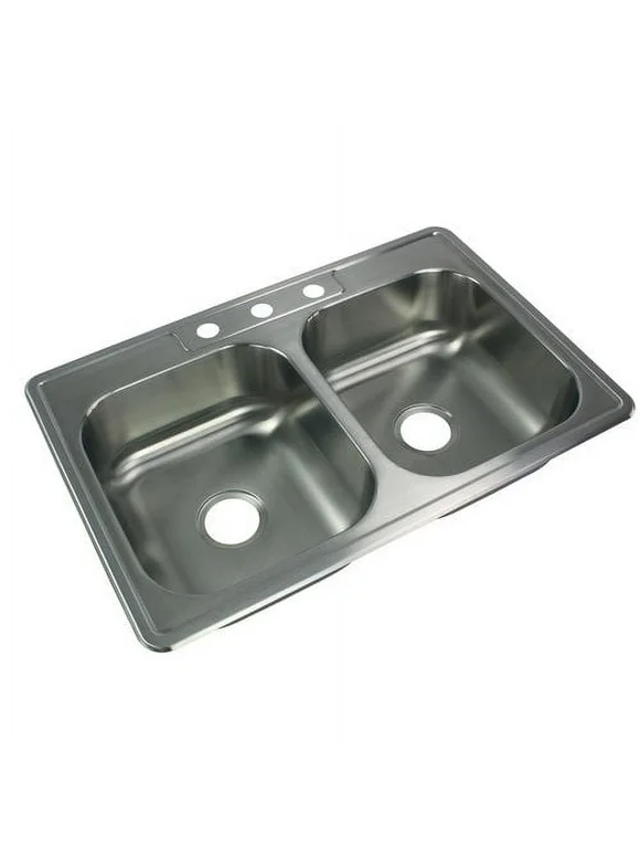 Transolid 33'' L x 22'' W Double Basin Drop-in Kitchen Sink