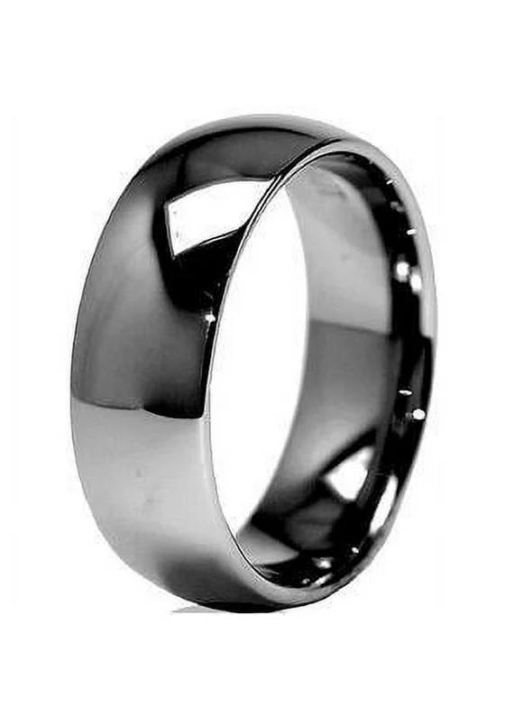 Tungsten Rings for Men Wedding Bands for Him Womens Wedding Bands for Her 8mm High Polished Shiny Dark Gray