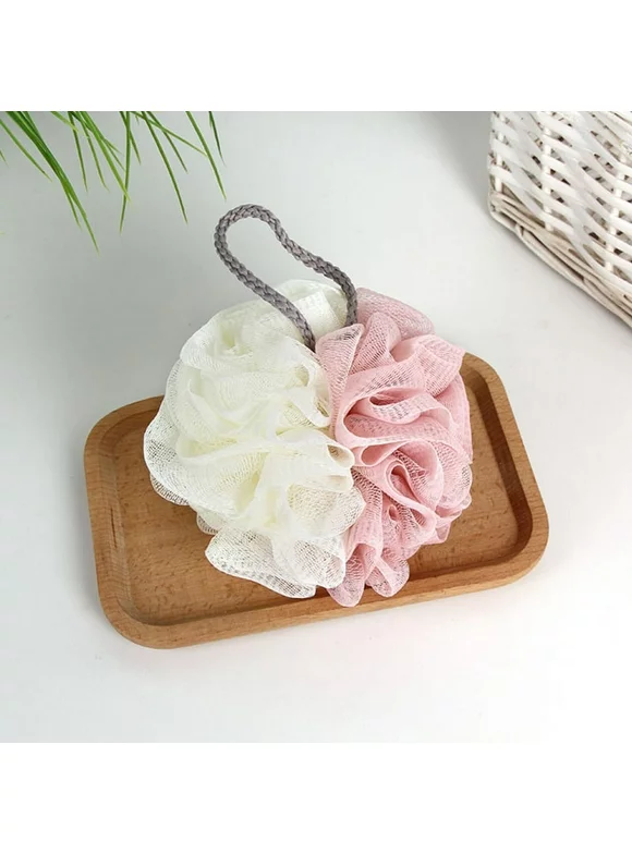 Two-Color Bath Sponge Swirl Set Extra Large Mesh Pouf Luffa Loofah Loufa Puff Scrubber - Big Full Lather Cleanse, Exfoliate with Beauty Bathing Accessories