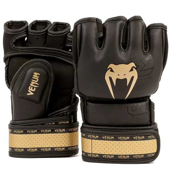 Venum Impact 2.0 Hook and Loop MMA Gloves - L/XL - Black/Gold