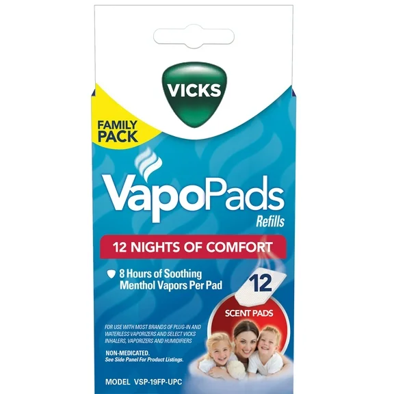 Vicks Soothing Menthol Sinus VapoPads, 12 Pack, VSP19-FP