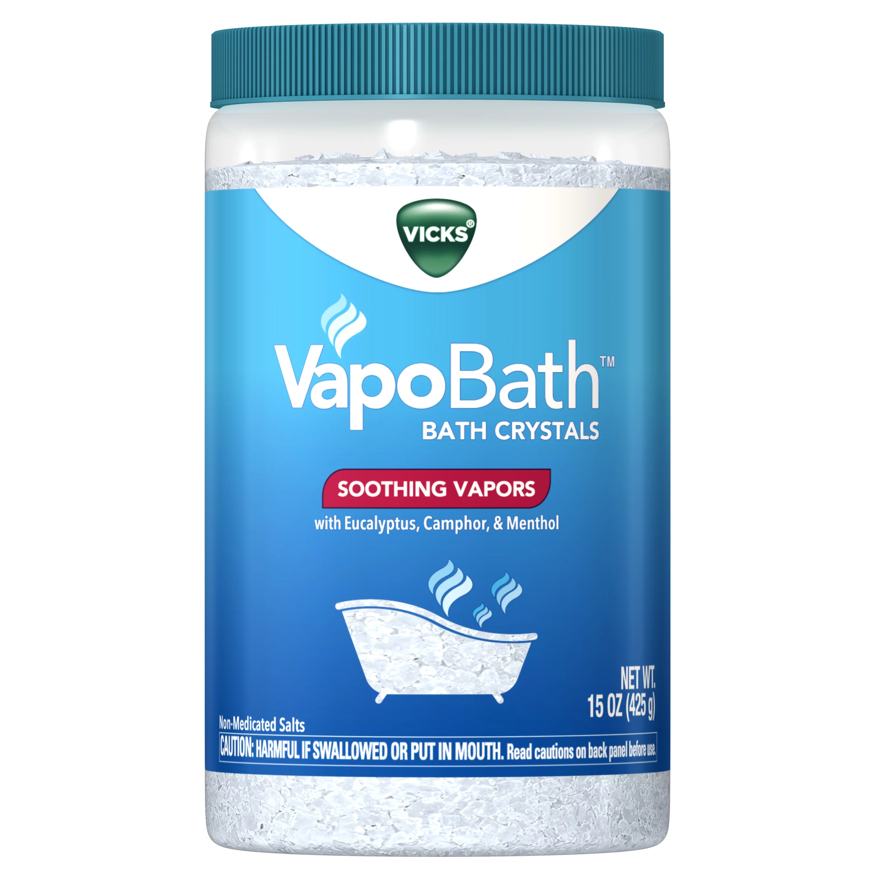 Vicks VapoBath Bath Crystal Powder, Non-Medicated Salts With Soothing Vicks Vapors, 15 oz