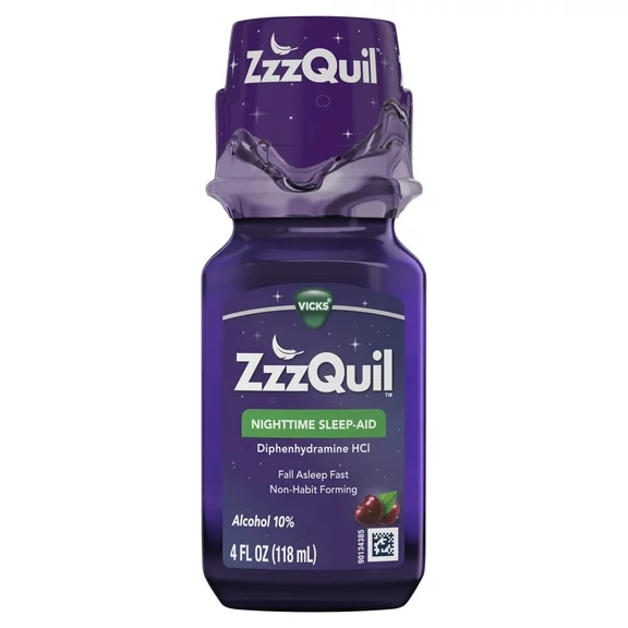 Vicks ZzzQuil Liquid Sleep Aid, Non-Habit Forming, Warming Berry, 4 fl oz