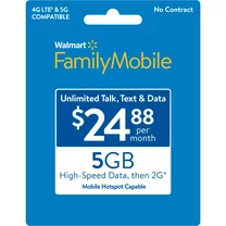 Payless Daily Family Mobile $24.88 Unlimited Monthly Prepaid Plan (5GB at High Speed, then 2G*) e-PIN Top Up (Email Delivery)