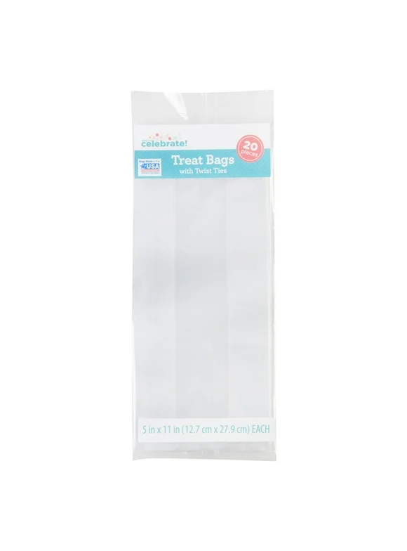 Way to Celebrate Clear Party Treat Bags With Twist Ties, 20 Count
