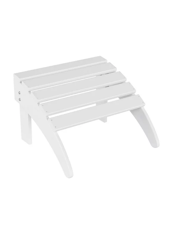 WestinTrends Outdoor Ottoman, Patio Adirondack Ottoman Foot Rest, All Weather Poly Lumber Folding Foot Stool for Adirondack Chair, Widely Used for Outside Porch Pool Lawn Backyard, White
