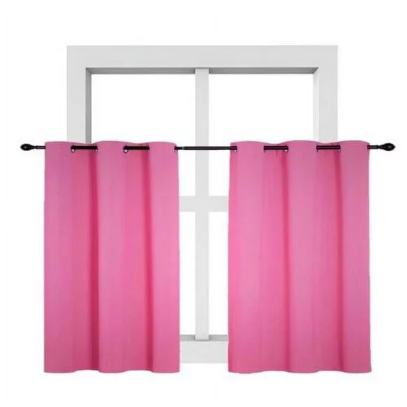 Window treatment curtain thermal insulated blackout size 28" wide X 36" length for kitchen bathroom décor short window 1 panel hot pink color top grommet K30
