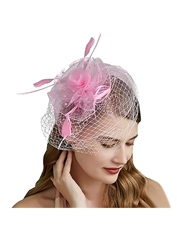 Yuelianxi Hats for Women Fascinators Womens Pillbox Flower Hat for Tea Party Ball Wedding