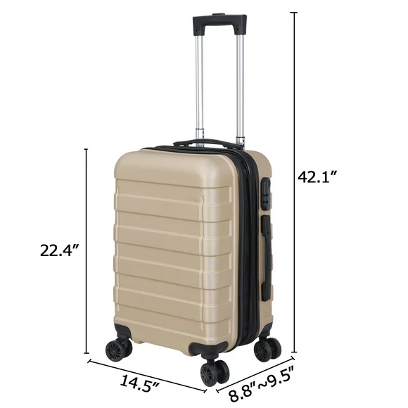 ZENSTYLE 21" Height Hardside Expandable Suitcase Luggage with Spinner Wheels Champagne