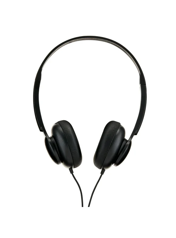 onn. Wired on-Ear Headphones, Black (New)