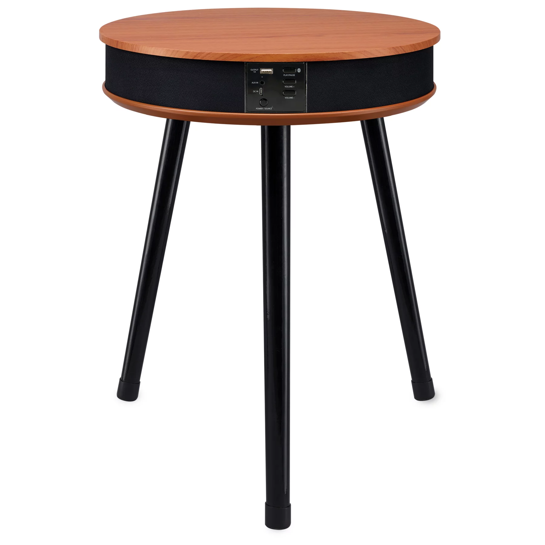 DecorTech Round End Table with Built-In Bluetooth Speaker and USB Charging Port, Multiple Colors