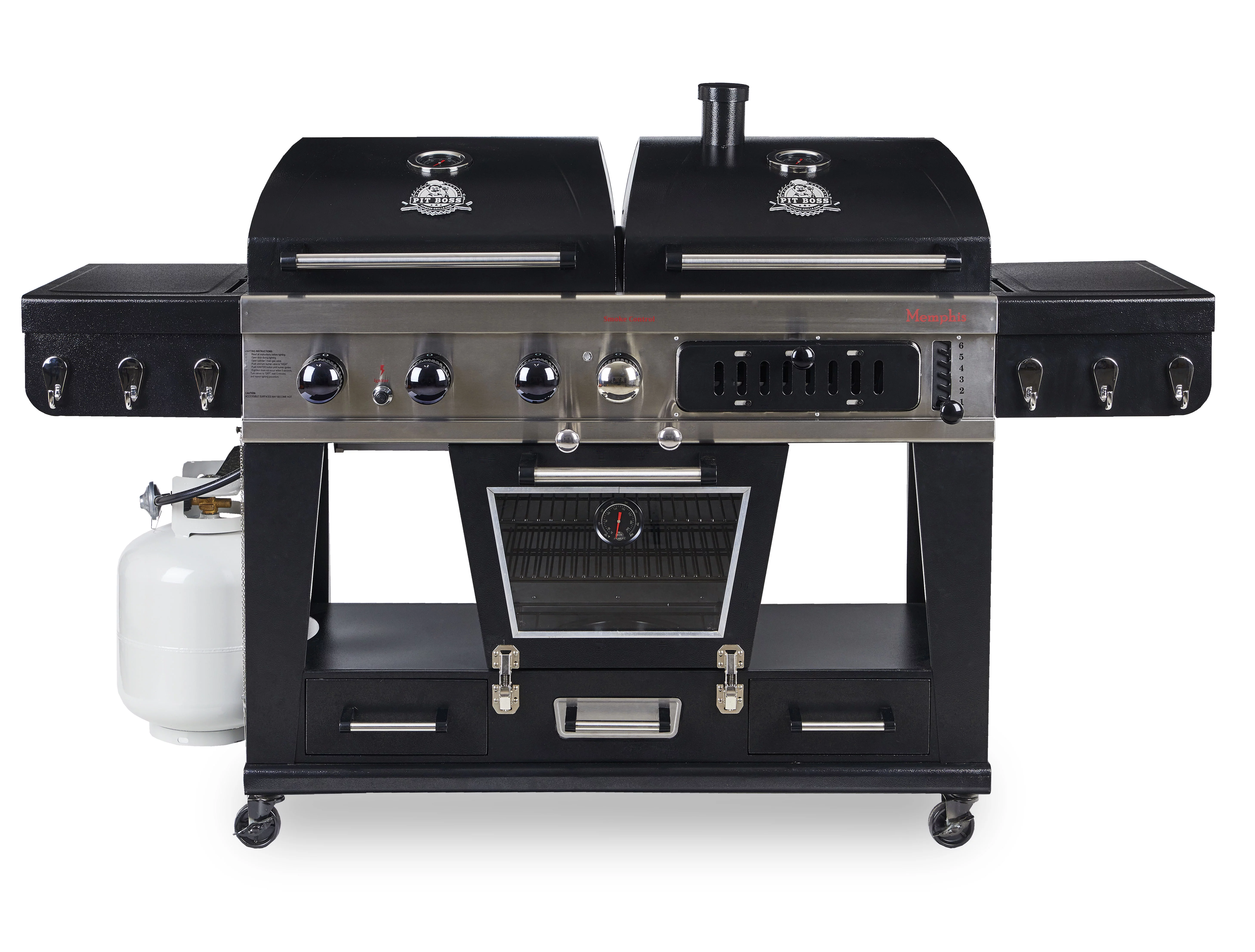 Pit Boss Memphis Ultimate 4-in-1 Gas & Charcoal Combo Grill with Smoker