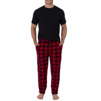Fruit Of The Loom Men's Short Sleeve Crew Neck Top And Fleece Pajama Pant Set