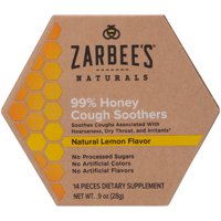 Zarbee's Naturals 99% Honey Cough Soothers, Natural Lemon, 14 Ct