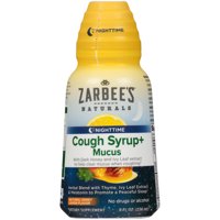 Zarbee's Naturals Cough Syrup + Mucus Nighttime with Melatonin, Honey Lemon, 8 fl oz