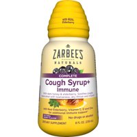 Zarbee's Naturals Complete Daytime Cough Syrup + Immune, Honey, Elderberry, Vitamin C, D & Zinc, 8 fl oz