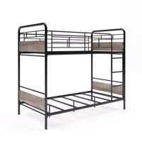 Better Homes & Gardens Anniston Twin Over Twin Bunk Bed, Metal Frame and Rustic Gray Accents